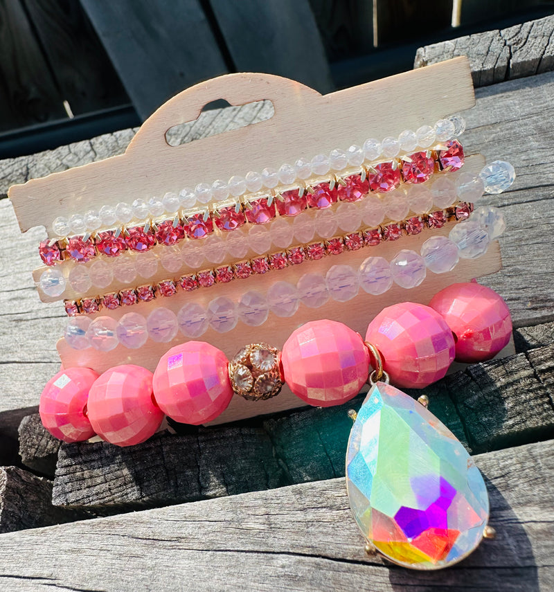 The Pink Clear Bracelet Set