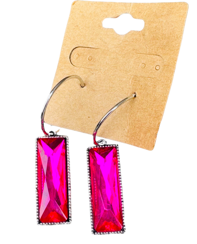 Pink Rectangle Earrings