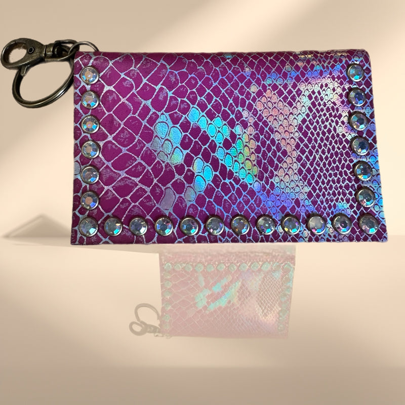 Pink Snake Metallic Credit Card Holder