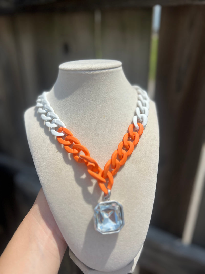 Orange White Necklace