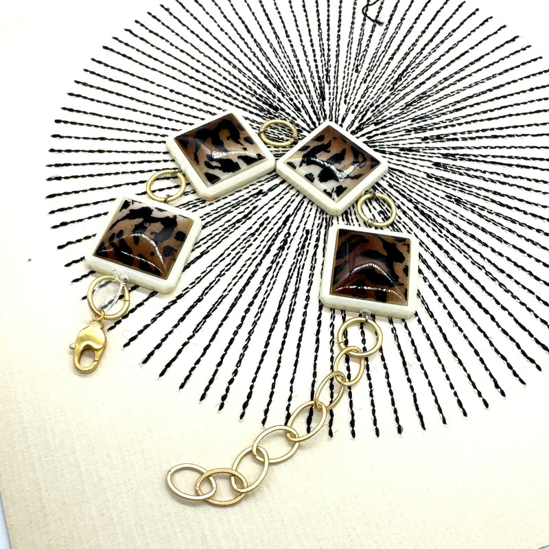 Leopard Square Stations Bracelet