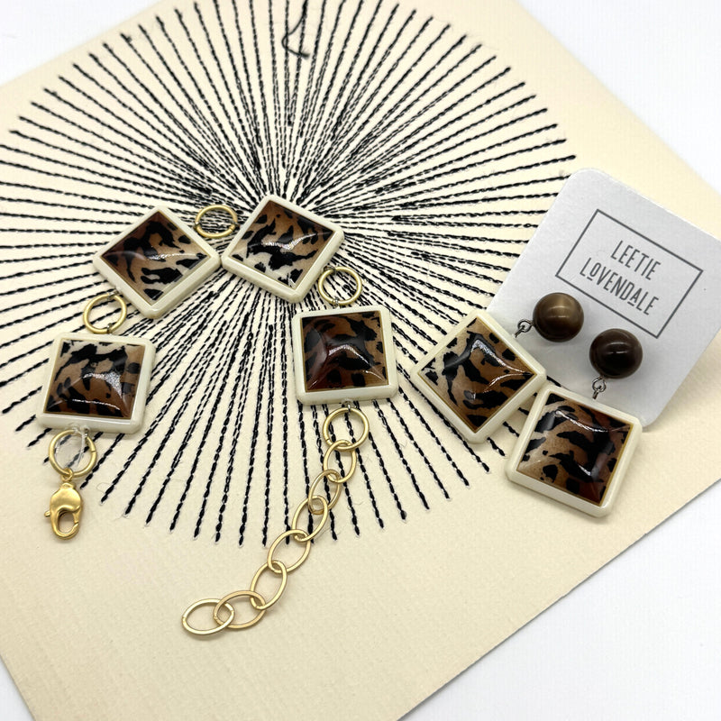 Leopard Square Stations Bracelet