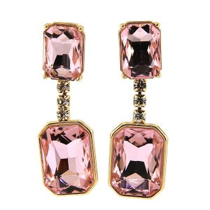 Pink Rhinestone Drop Earrings