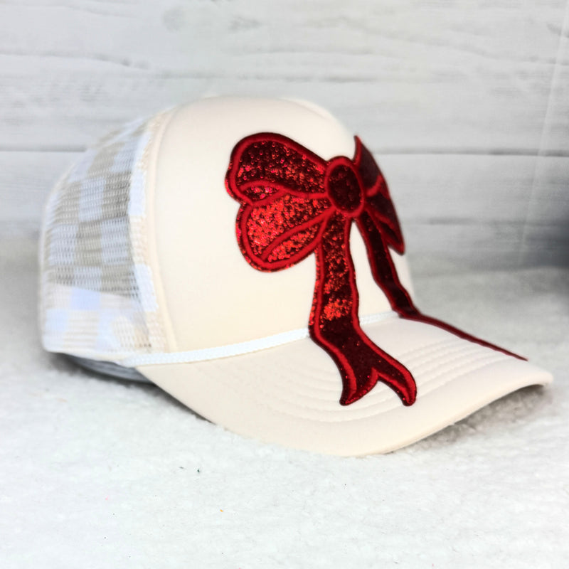 Checkered Back Mesh Bow Trucker Hat