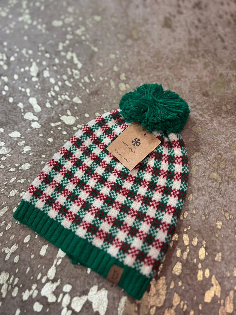 Plaid Green Beanie