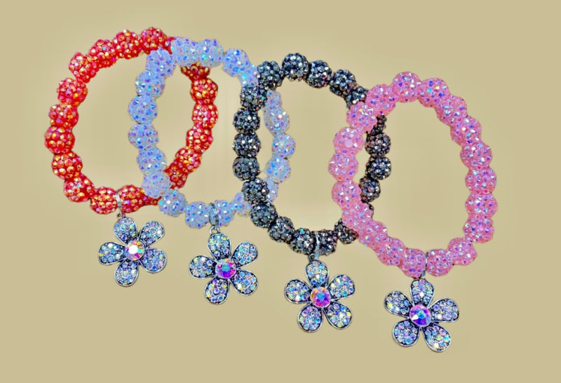 Single Flower Glitter Stretch Bracelet