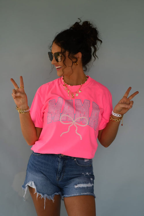Mama Bow Neon Pink