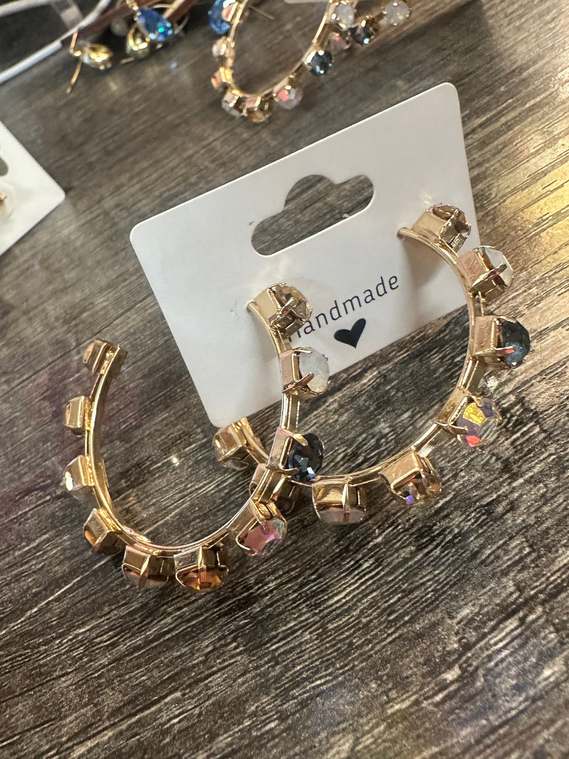 Two Tones Half Hoop Earrings