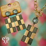 Checkered Necklace - Gray - Pink Panache