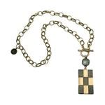 Checkered Necklace - Gray - Pink Panache