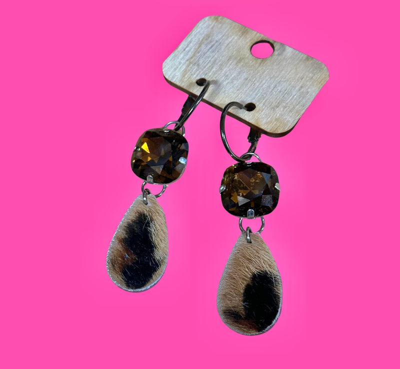 Hair On Hide Small Leopard Earrings