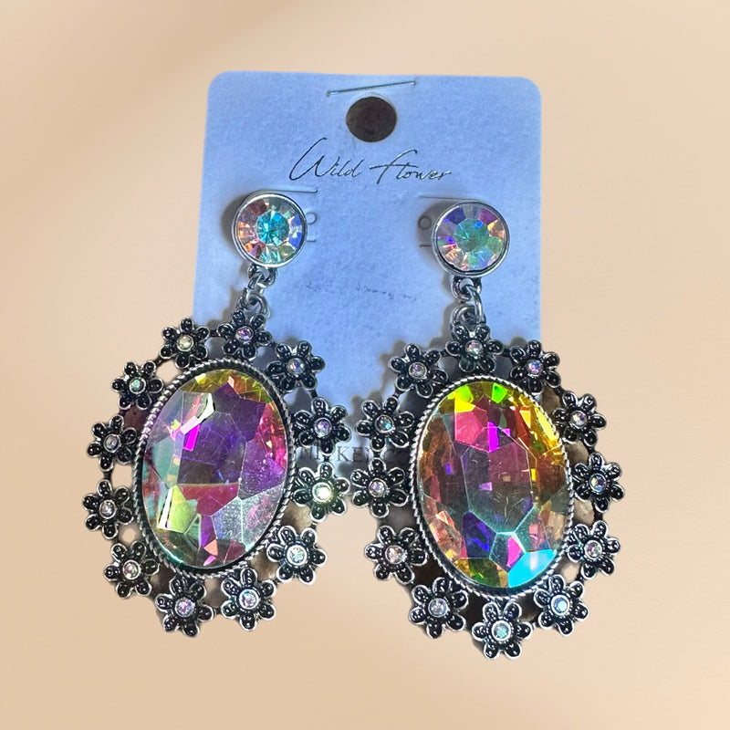AB Flower Stone Earrings