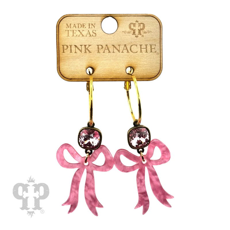 Acrylic Bow Earrings - Pink