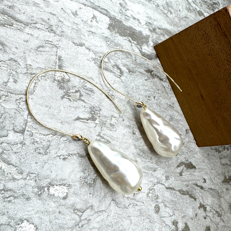 Nugget Pearl Drop & Sparkle Drop Earrings