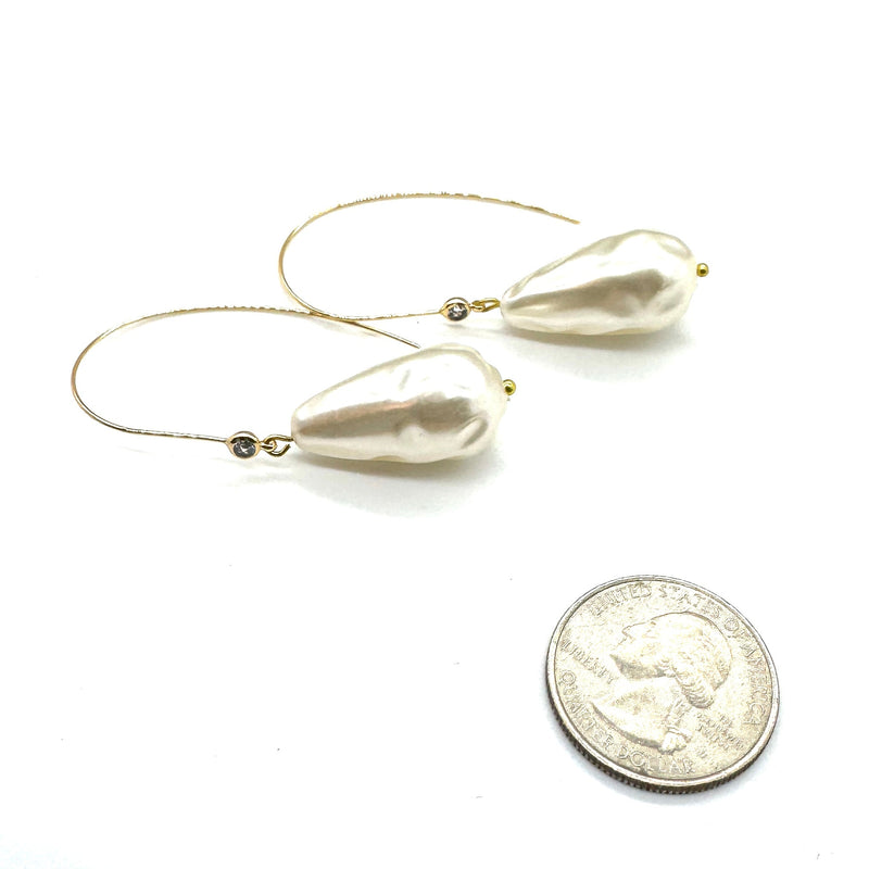 Nugget Pearl Drop & Sparkle Drop Earrings