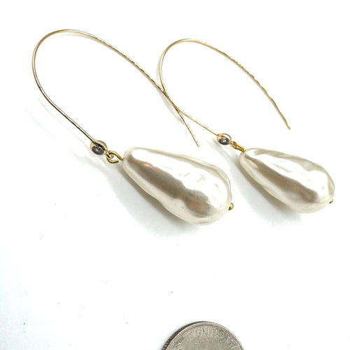 Nugget Pearl Drop & Sparkle Drop Earrings