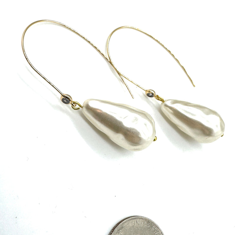 Nugget Pearl Drop & Sparkle Drop Earrings