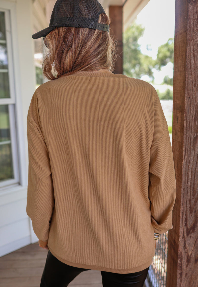 Beckham Corded Velvet Pullover - Neutral