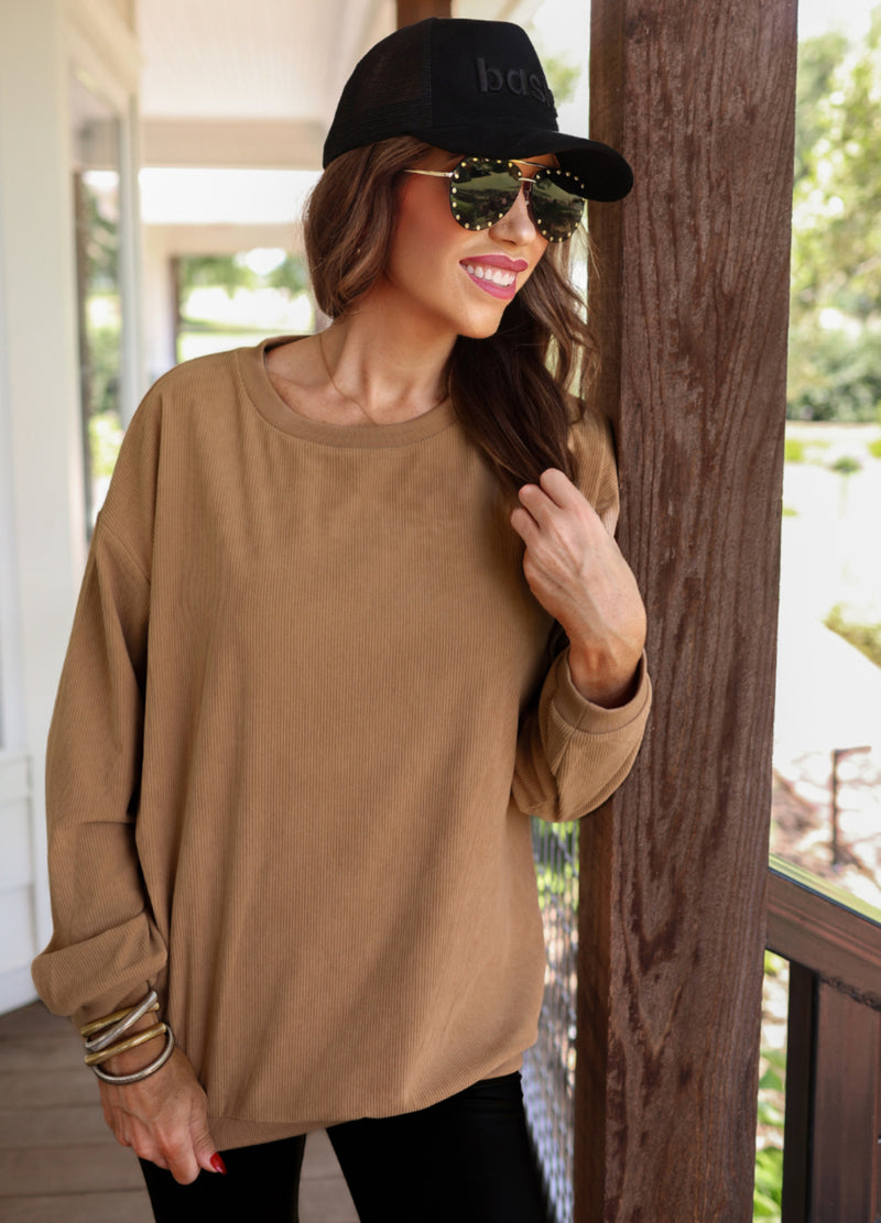 Beckham Corded Velvet Pullover - Neutral