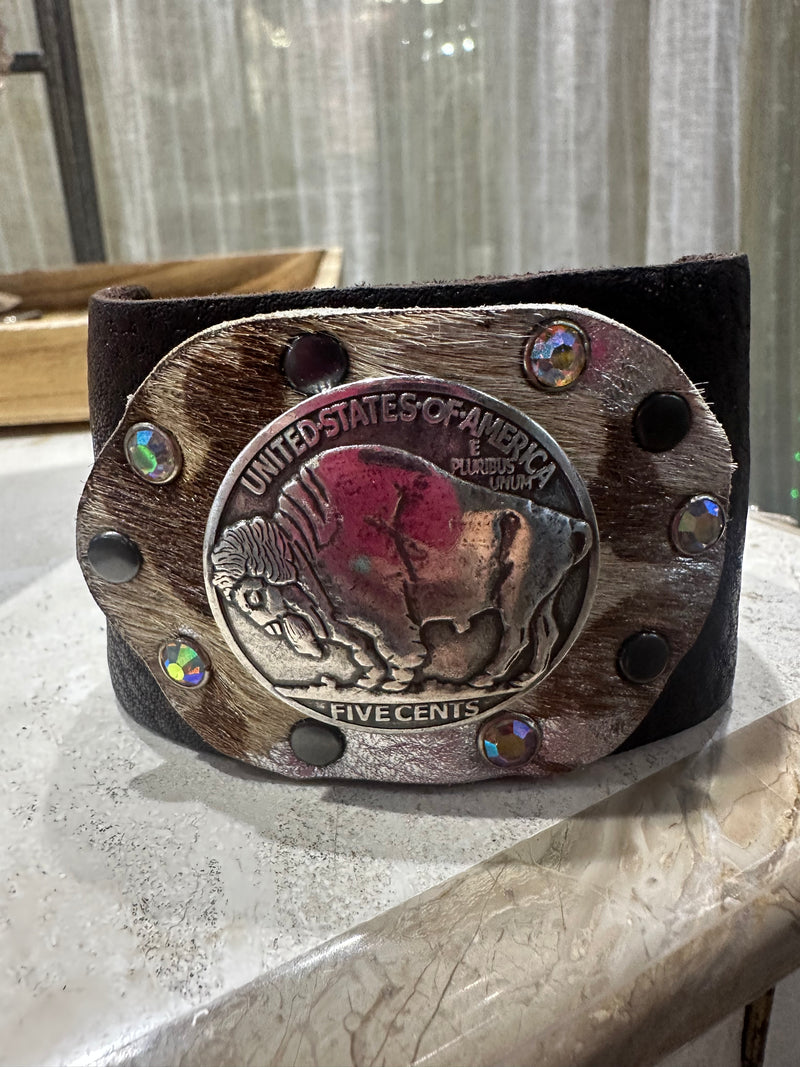 Mixed Cow Hide Buffalo Cinch