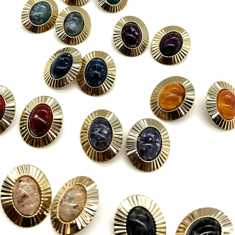 Fan Tastic Granite Oval Stud