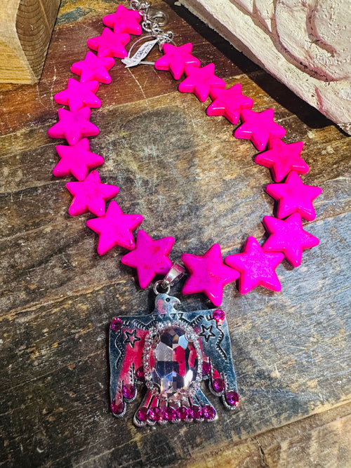 Pink Thunderbird Necklace