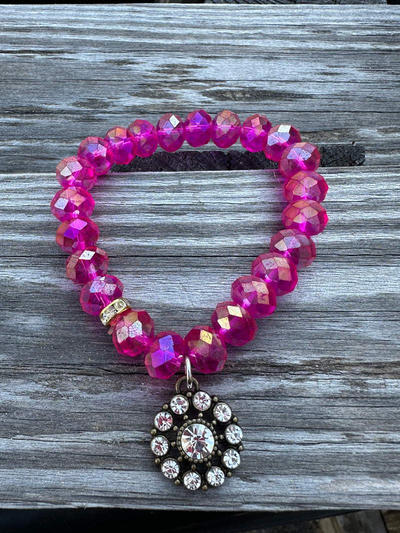 Pink Flower Stretch Bracelet