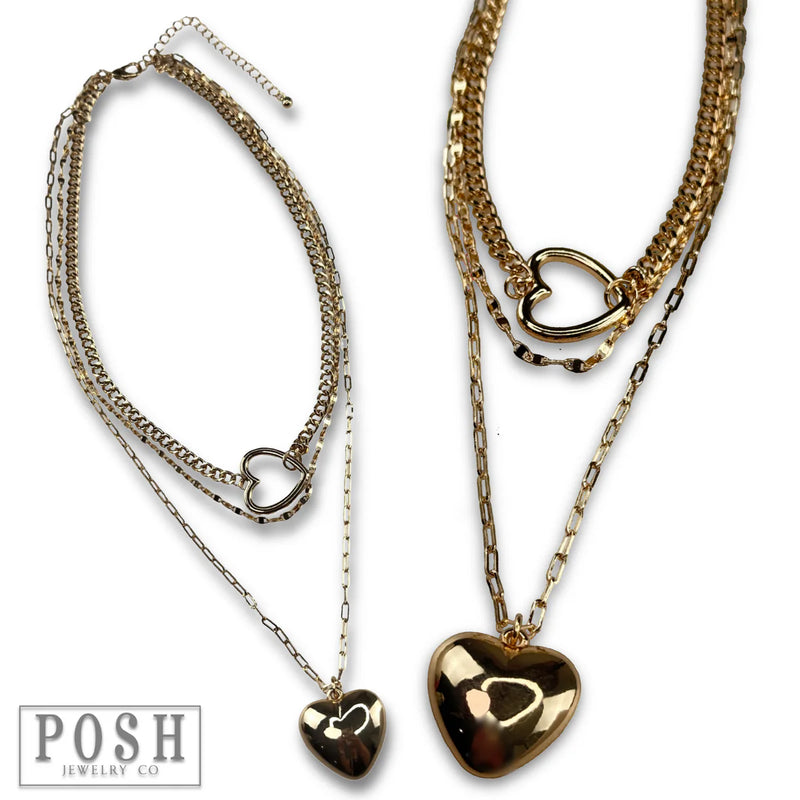 3 Strand Heart Necklace