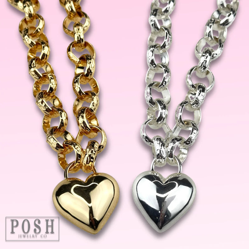 Puffed Heart Chunky Chain