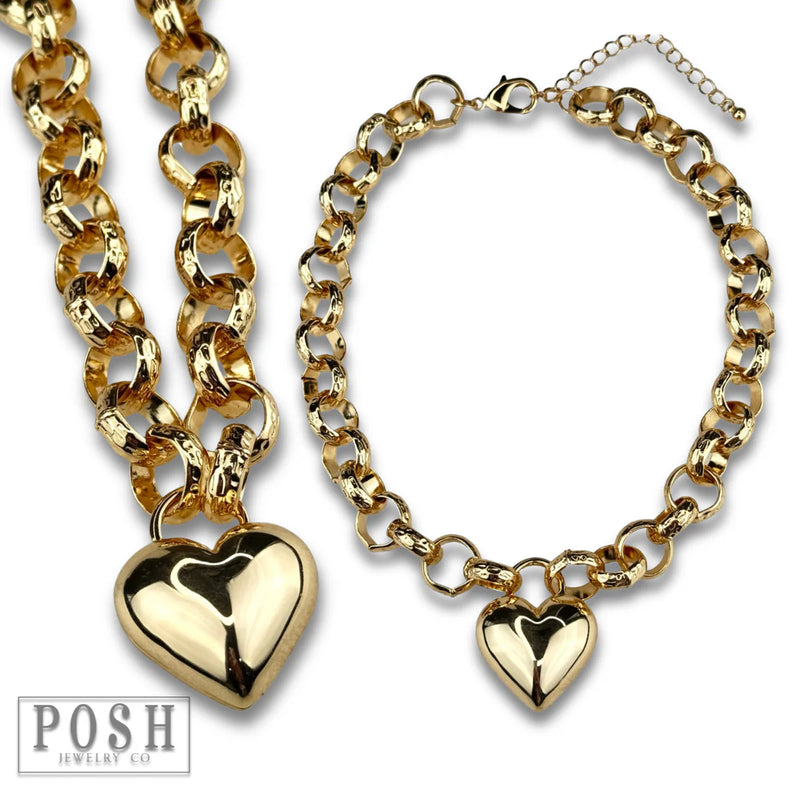 Puffed Heart Chunky Chain