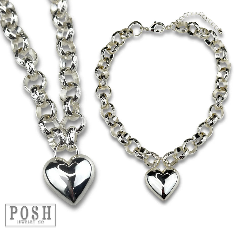 Puffed Heart Chunky Chain