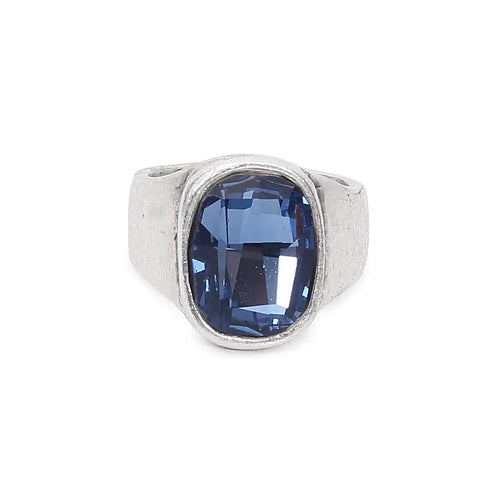 Blue Crystal Adjustable Ring