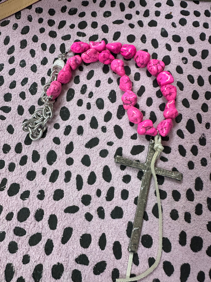 Pink Cross Necklace