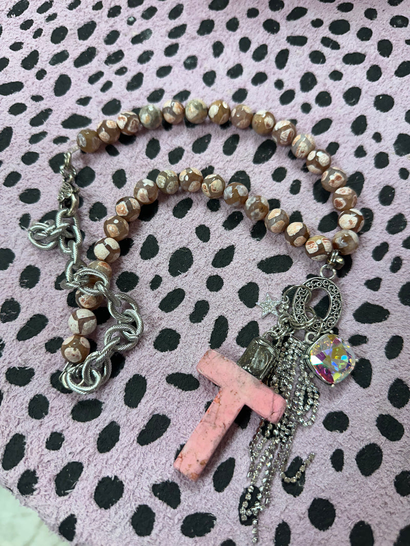 Pink Cross Necklace