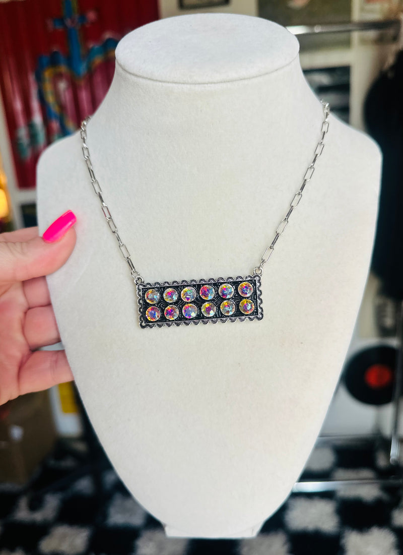 AB Black Bubble Bar Necklace
