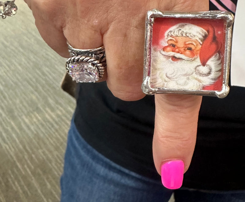 Square Vintage Santa Ring