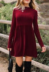 Red Dahlia Frilled Neck Ribbed Dress