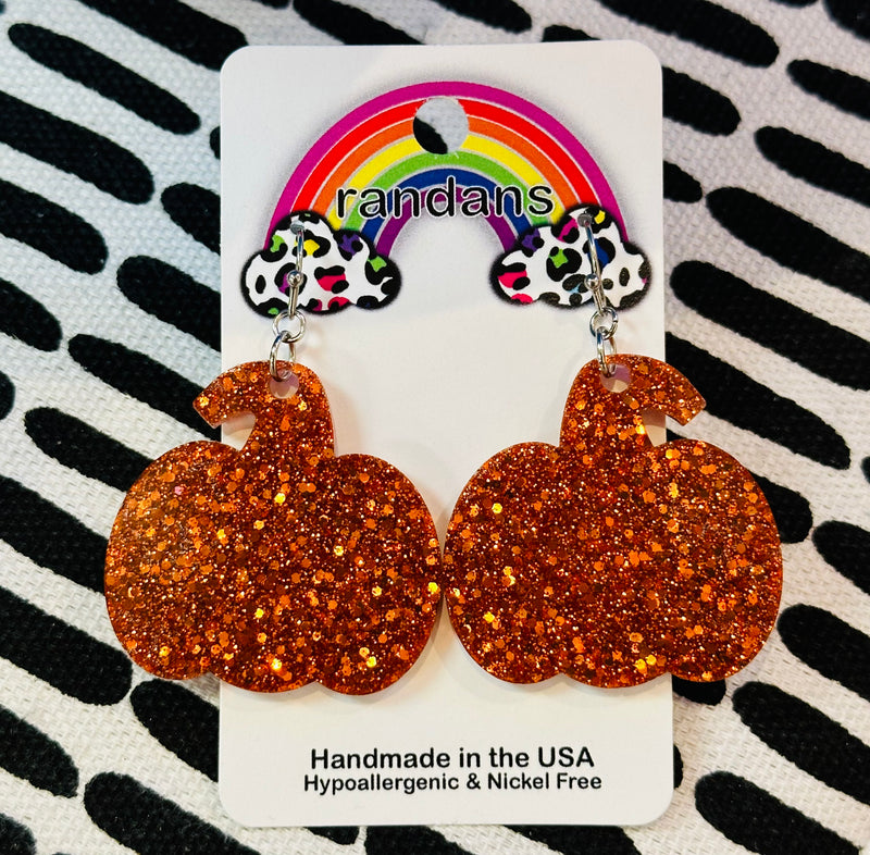 Glitter Pumpkin Earrings