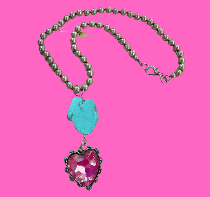 Turquoise Stone Heart Necklace