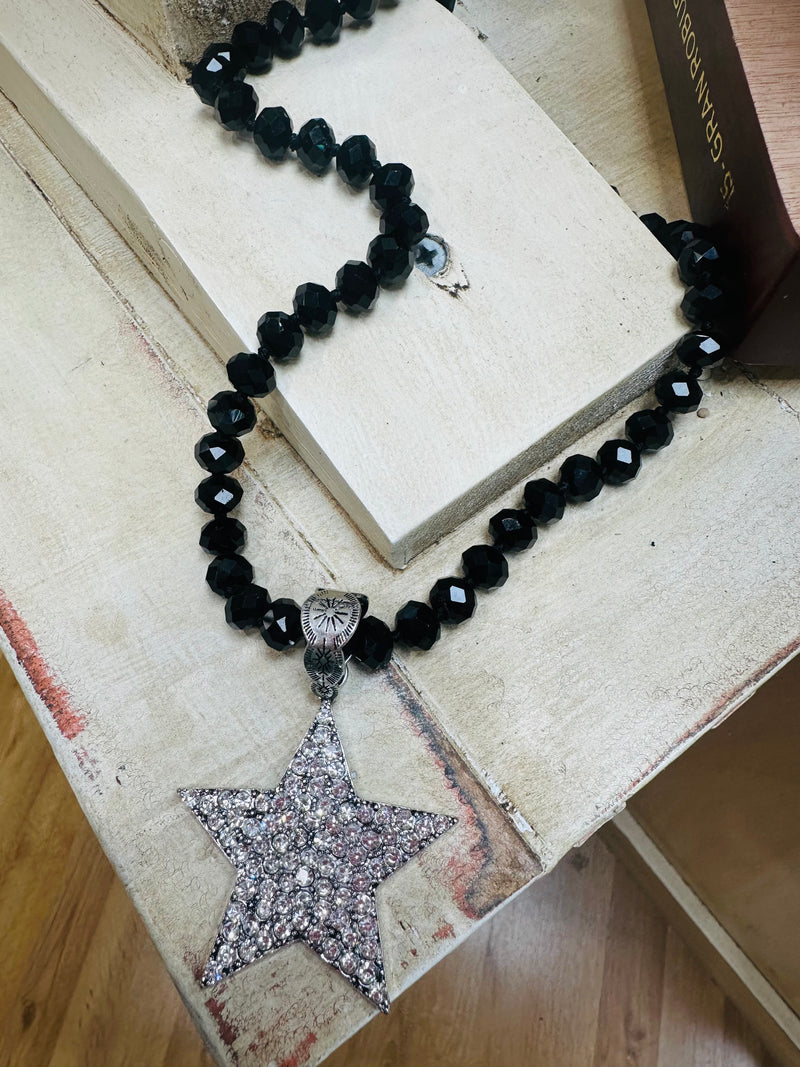 Rhinestone Black Star Necklace