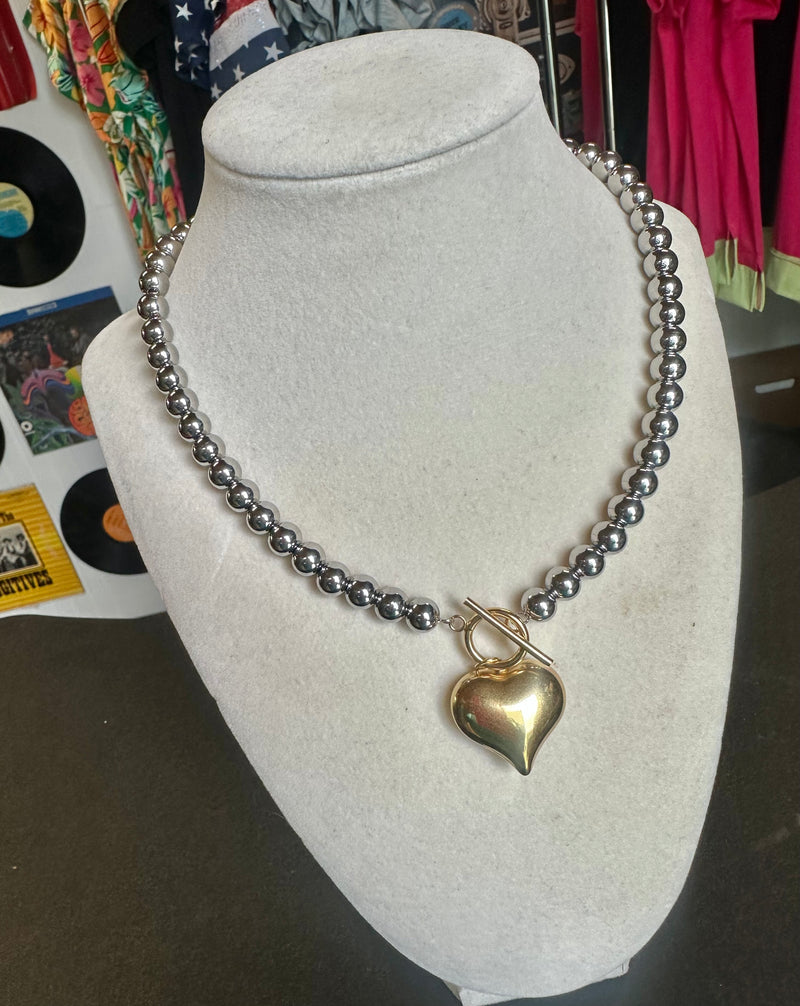 Two Tone Heart Necklace