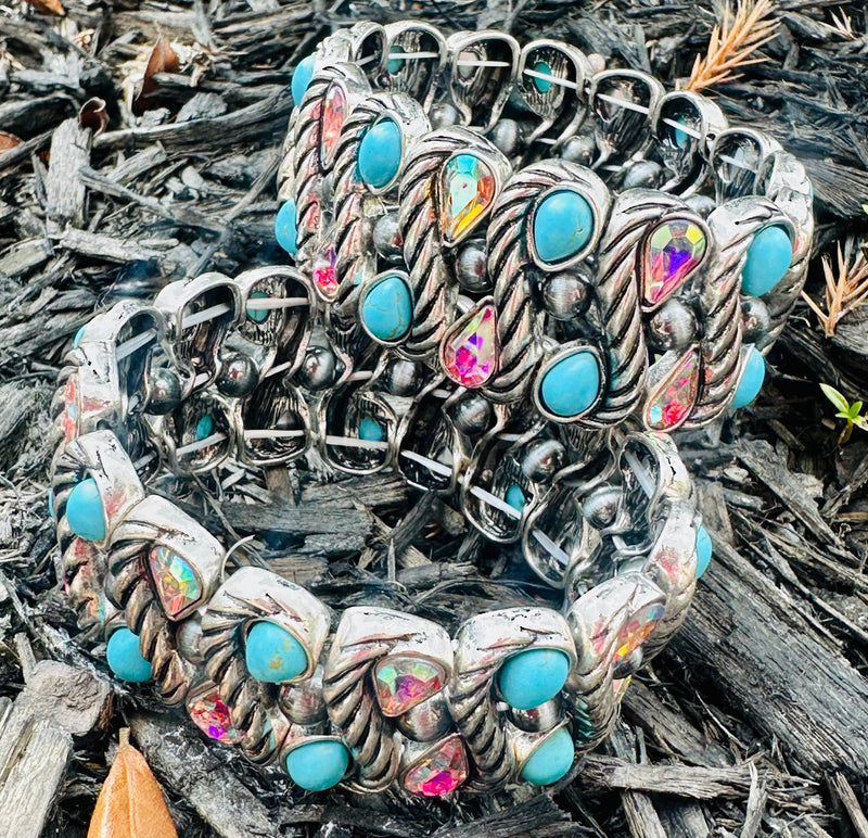 AB & Turquoise Twist Stretch Bracelet