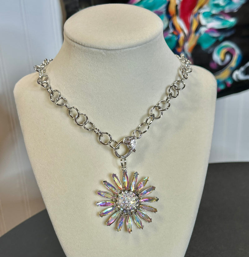 Paperclip Flower AB Necklace