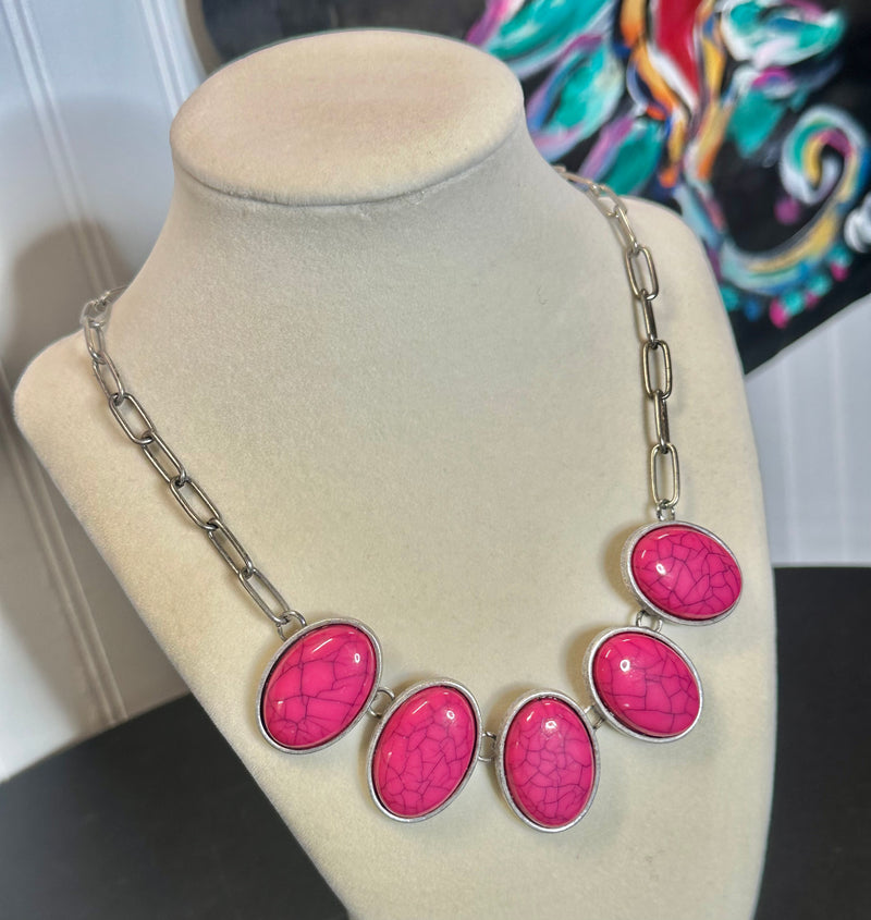 Big Stone Necklace - Pink