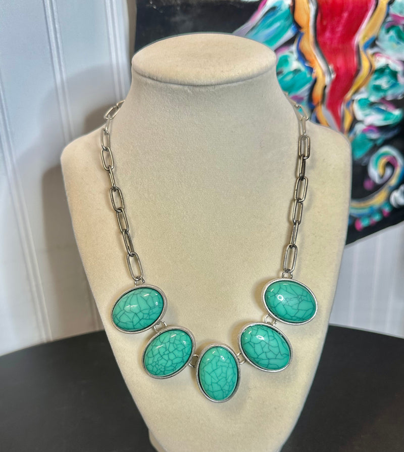 Big Stone Necklace - Teal