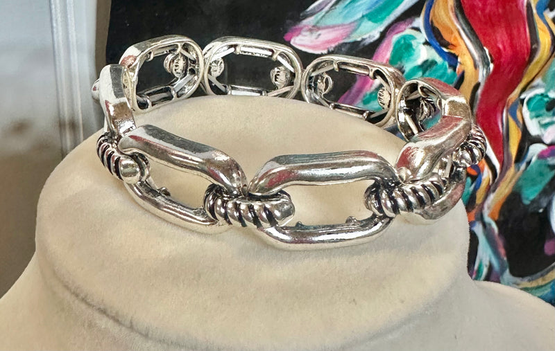 Silver Chain Link Stretch Bracelet