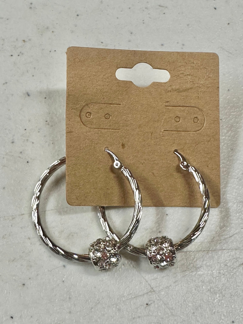 Rhinestone Hoop Ball Earrings