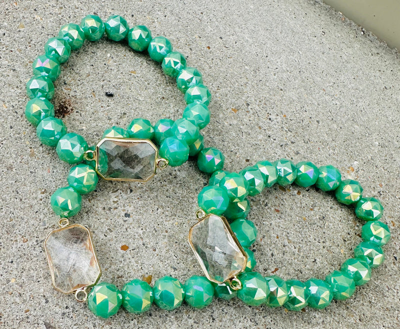 Green Stretch Clear Bracelet