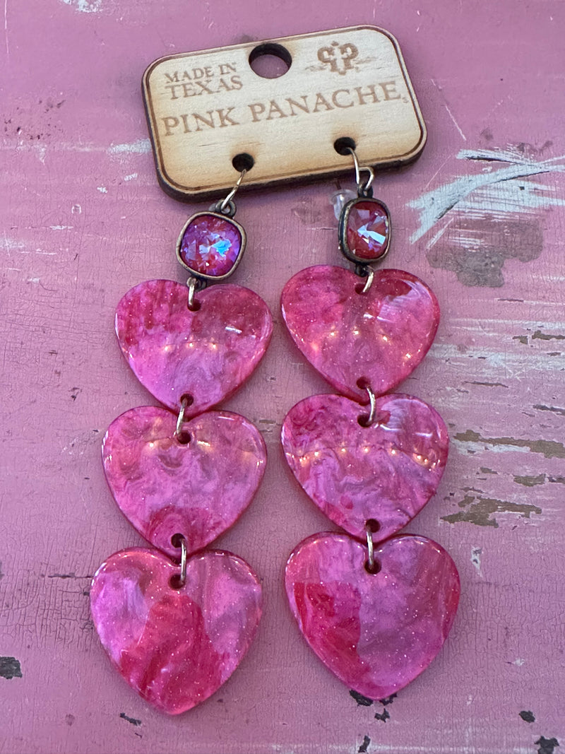 3 Tier Heart Earrings