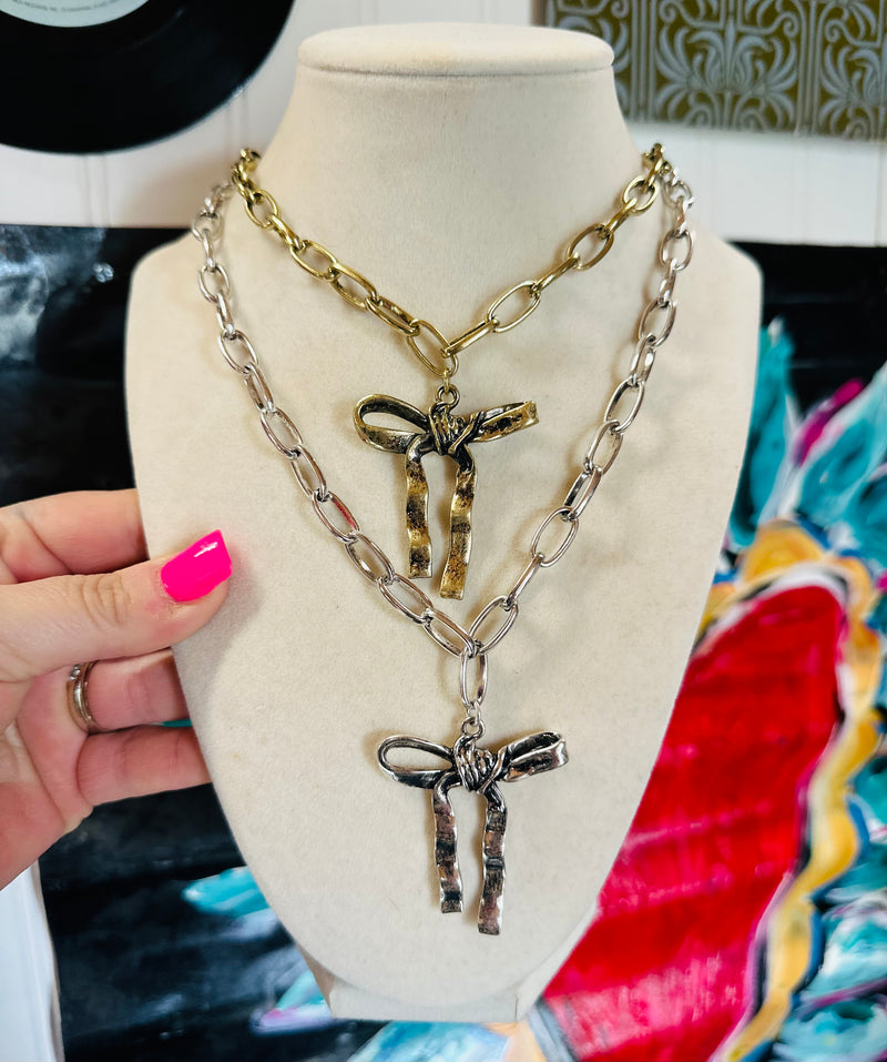 Barbwire Bow Necklace